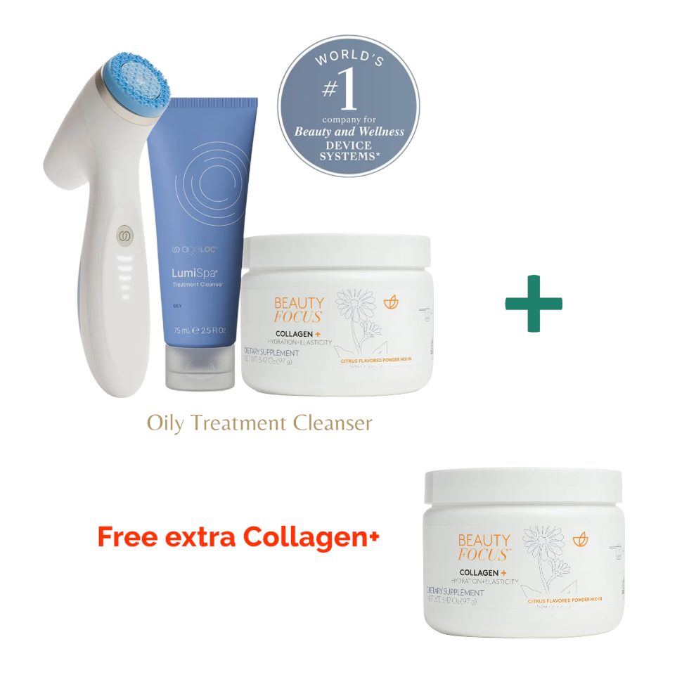 ageLOC® LumiSpa® iO (Blue) & Beauty Focus® Collagen+ Better Together Kit