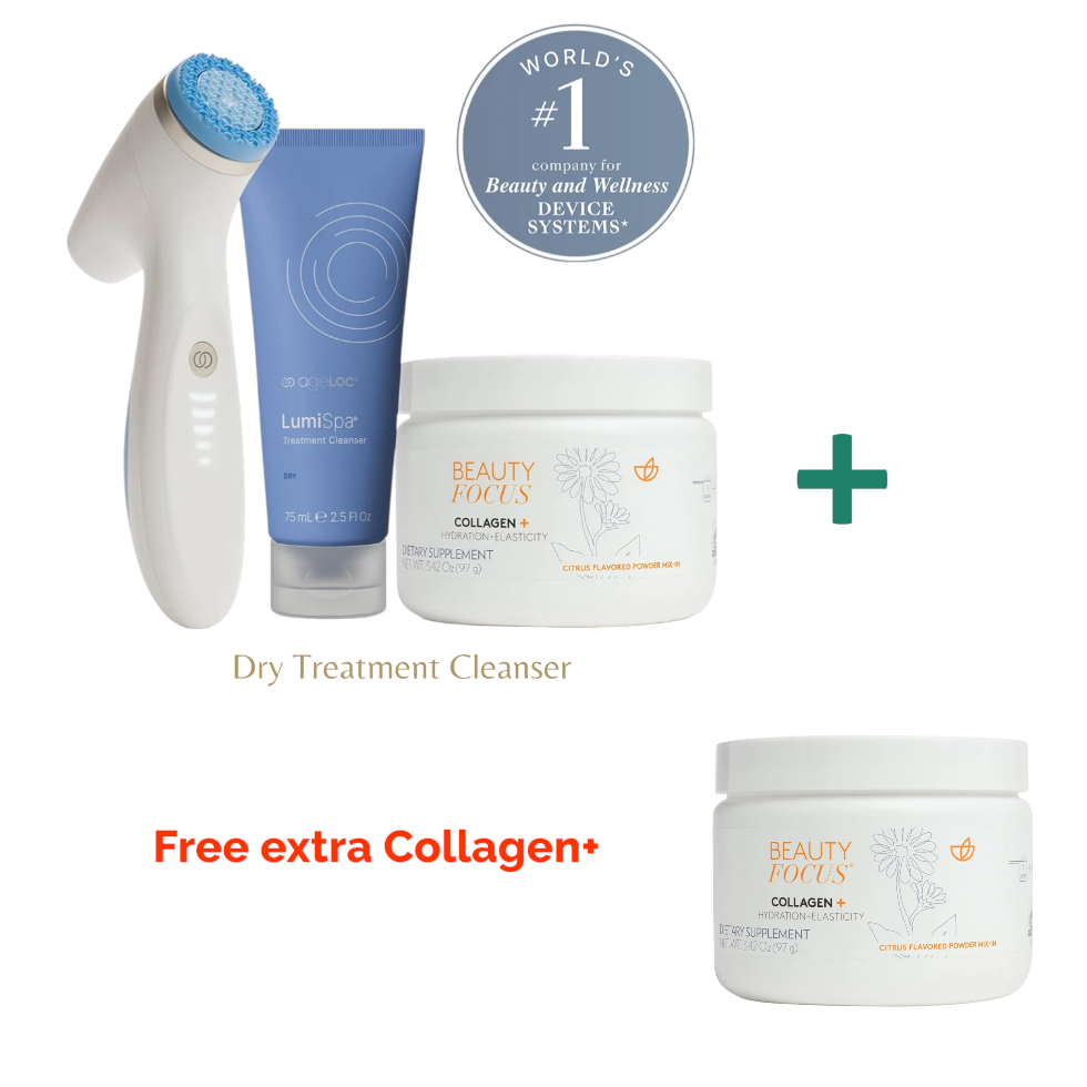 ageLOC® LumiSpa® iO (Blue) & Beauty Focus® Collagen+ Better Together Kit