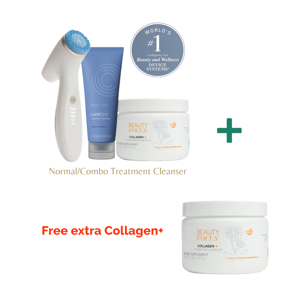 ageLOC® LumiSpa® iO (Blue) & Beauty Focus® Collagen+ Better Together Kit