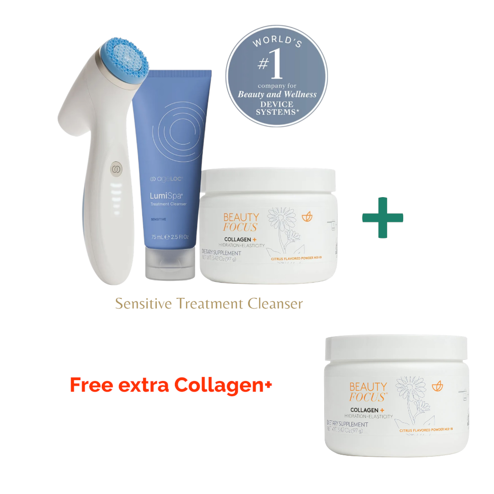 ageLOC® LumiSpa® iO (Blue) & Beauty Focus® Collagen+ Better Together Kit